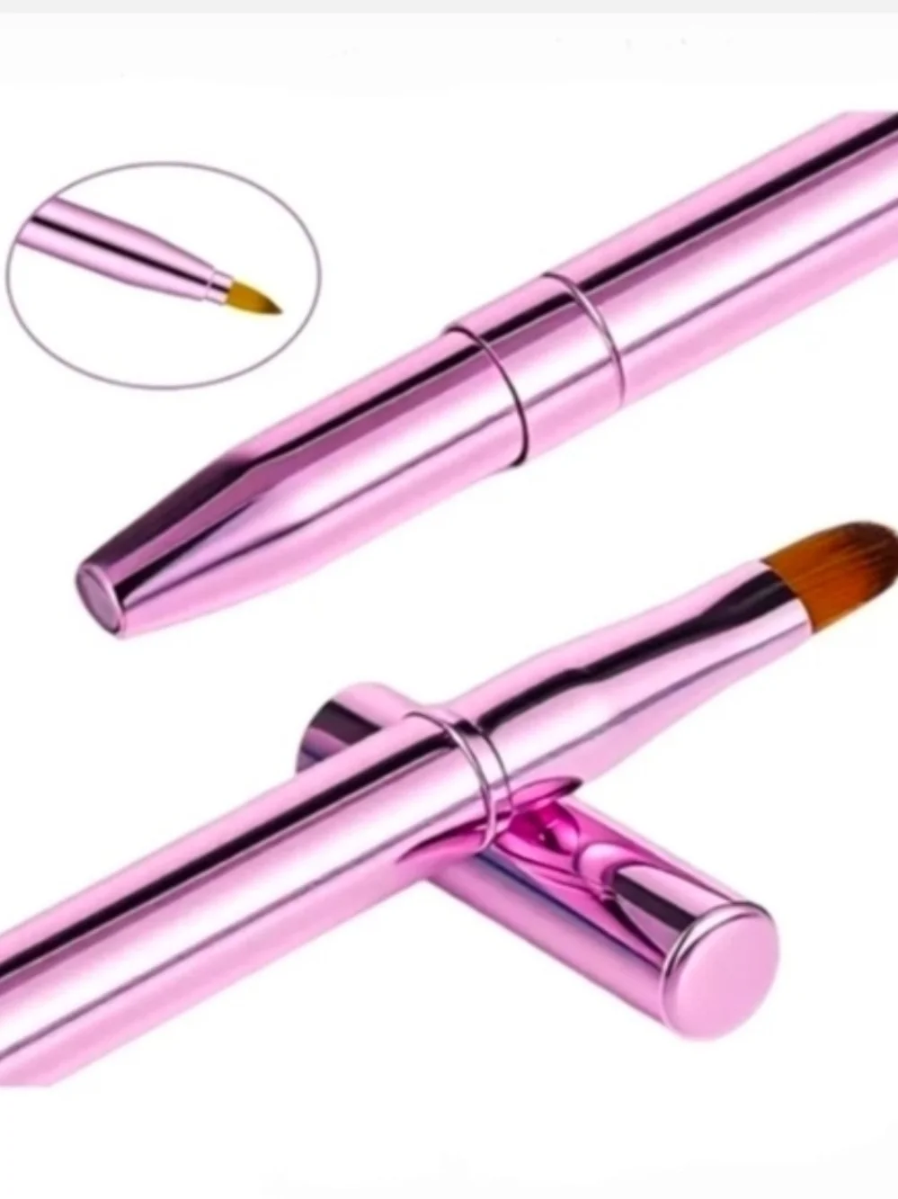 Pink Retractable Dual Sided Lip Brush- Pointed & Rounded Tips BNIB